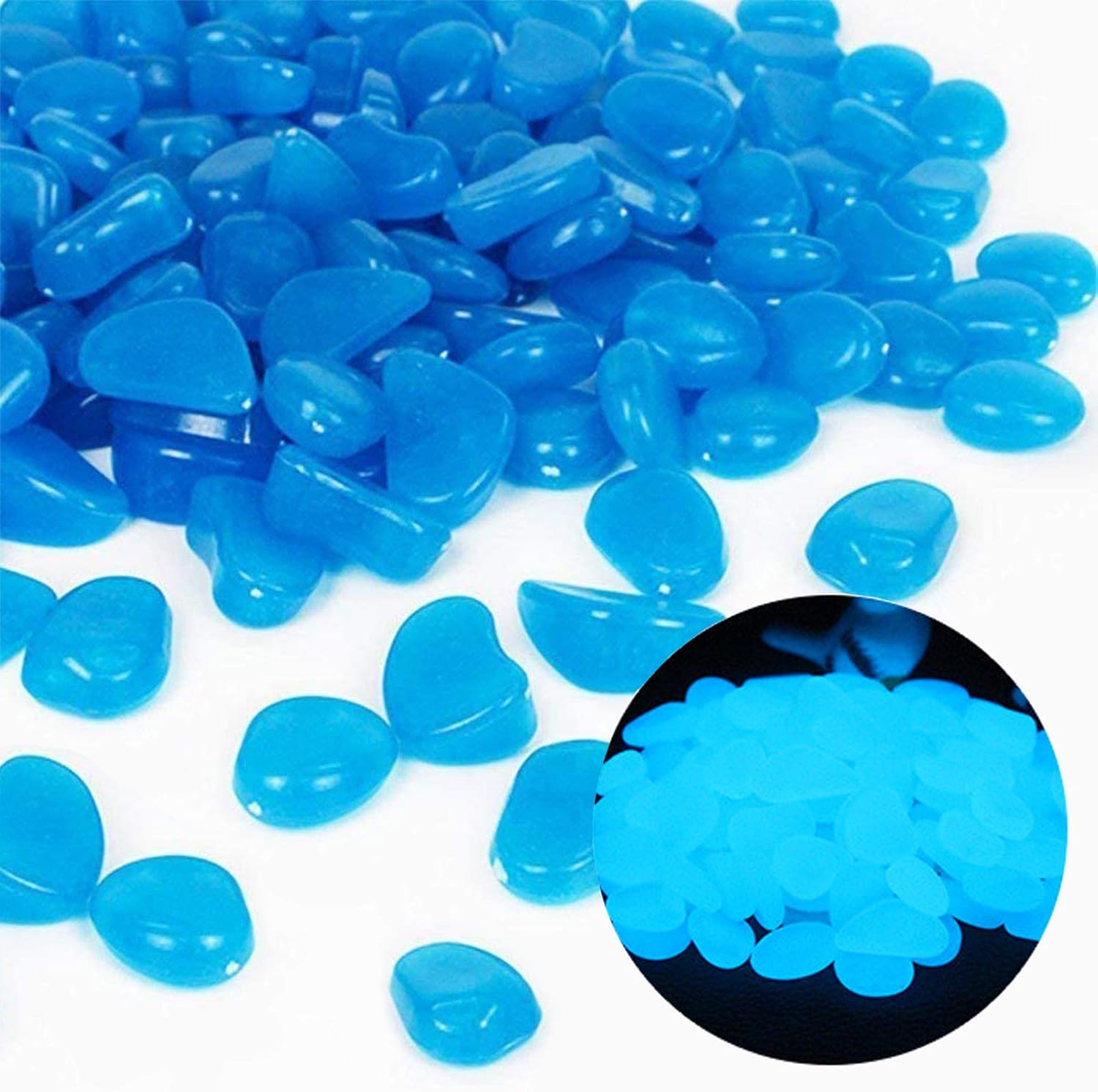 Aquarium Fishing - Fish Tank Rocks Glow Blue Pebbles