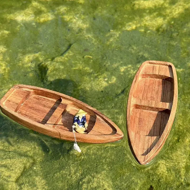 Handmade Wooden Boat Mini Floa - Fish Toys For Aquarium recension och pris