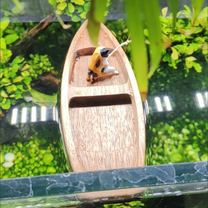 Handmade Wooden Boat Mini Floa - Fish Toys For Aquarium recension och pris