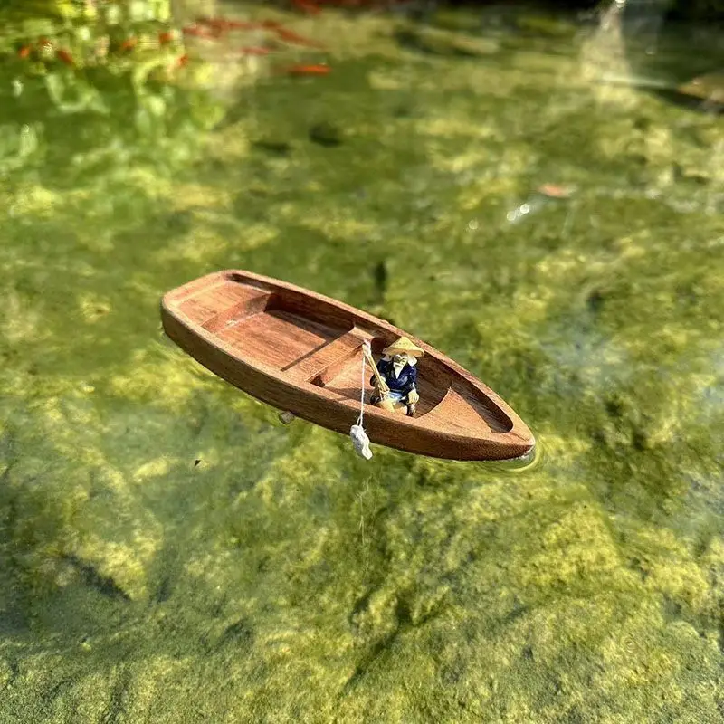 Handmade Wooden Boat Mini Floa - Fish Toys For Aquarium recension och pris
